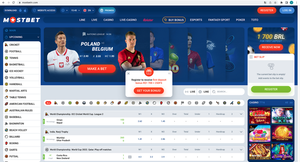 Estabelecimento de jogos de azar Mostbet PT