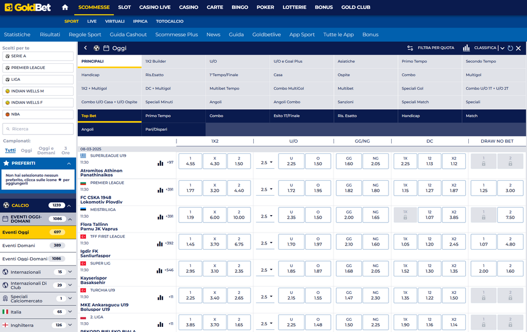 Goldbet Access: Piattaforma di Scommesse e Casinò Online